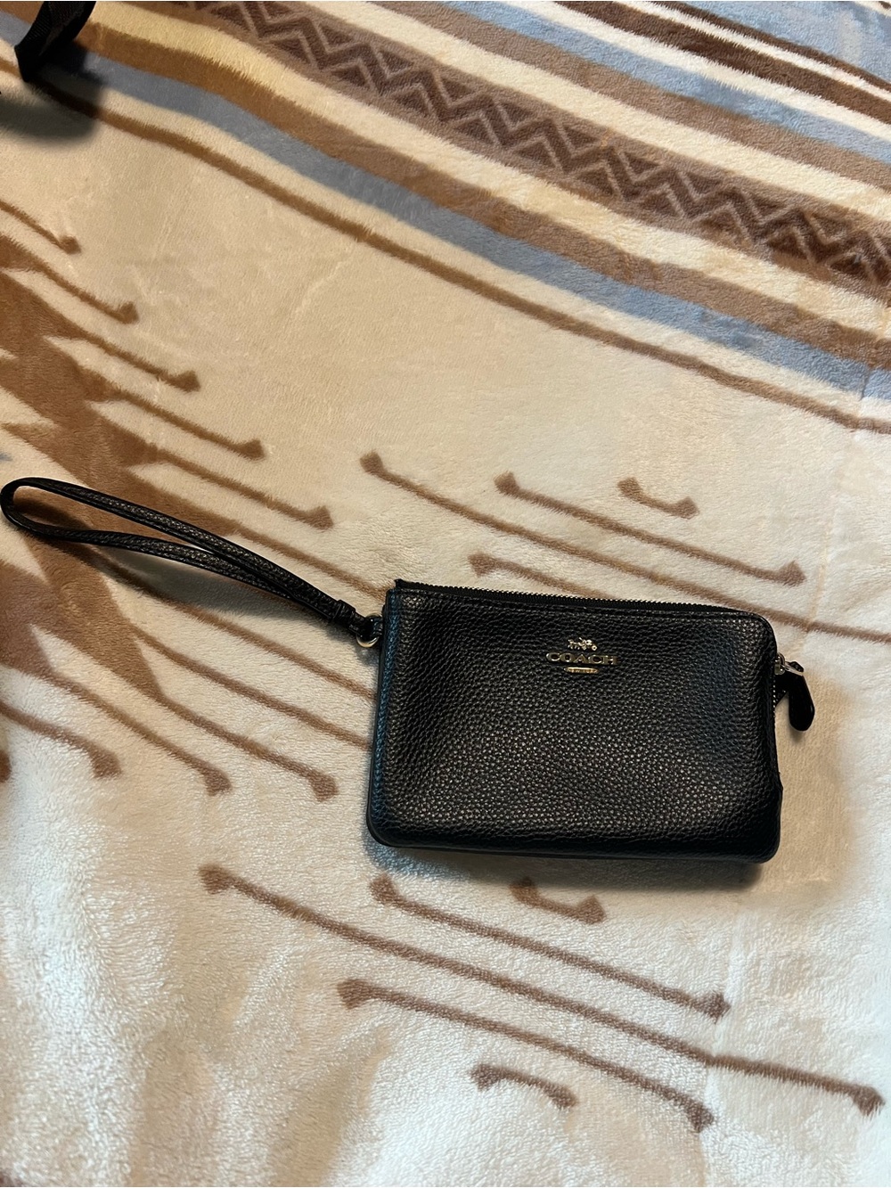 Coach Black Pebbled Leather Wristlet